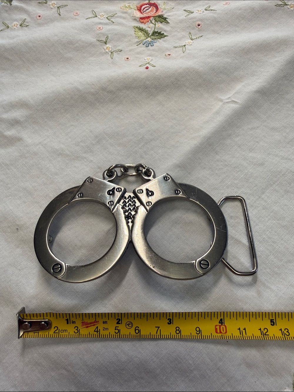 Men's Silver Handcuff Style Belt Buckle - Silver Accessory